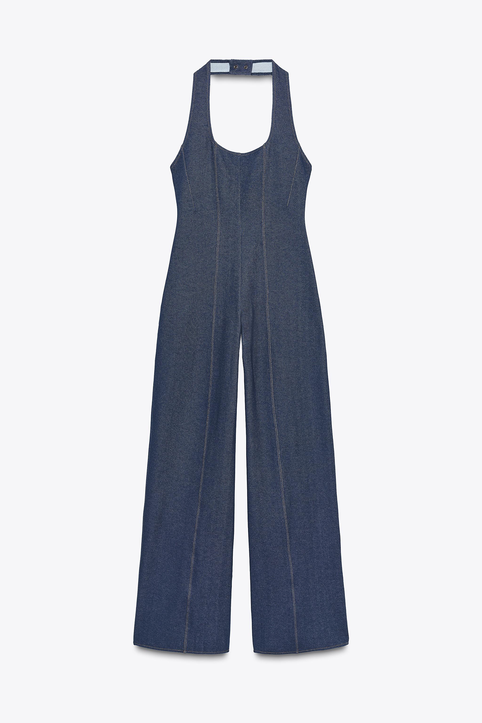 TWILL JUMPSUIT WITH TOPSTITCHING